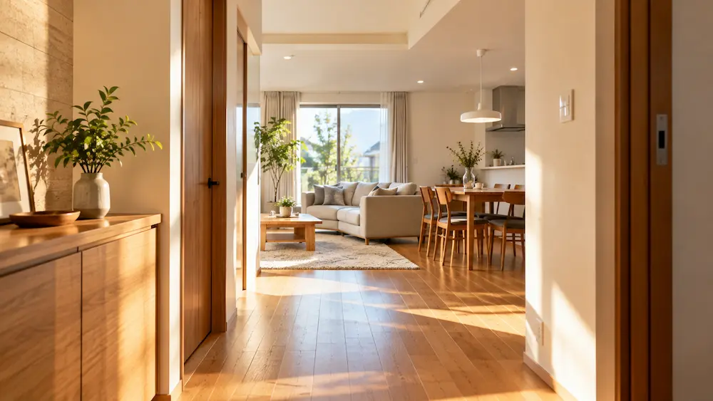 冬の朝も廊下からLDKまで暖かく快適な住宅のイメージ