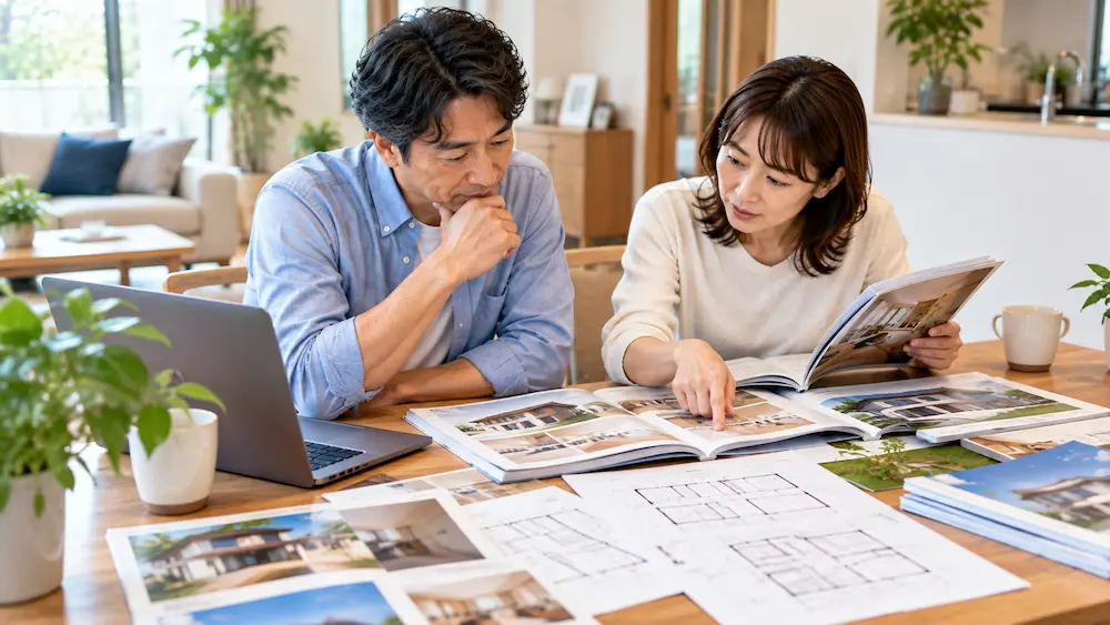 ハウスメーカーとの契約前に見積書と未確定項目を確認する夫婦