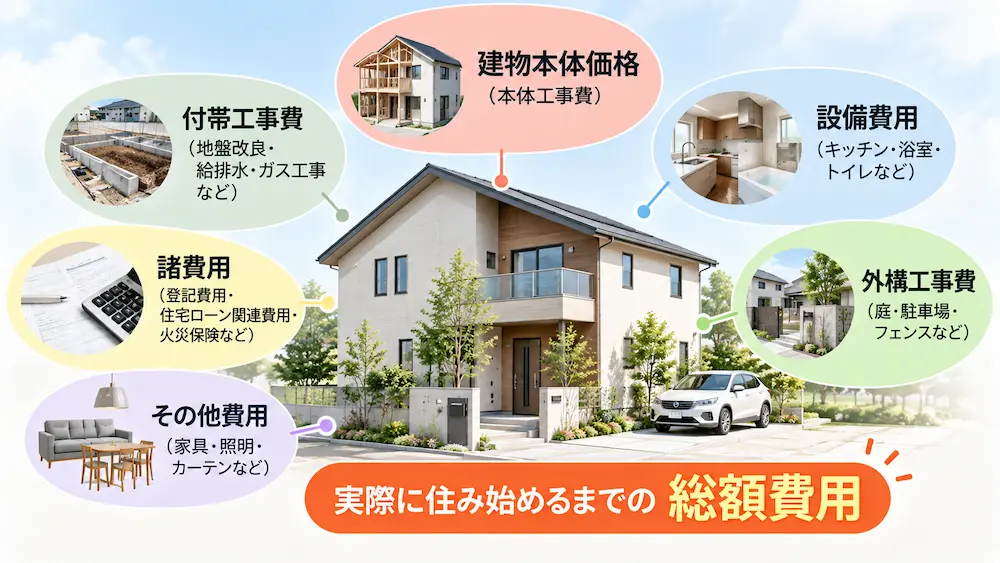 建物以外にもお金がかかることを直感的に理解してもらうため